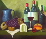 Bottle and Grapes